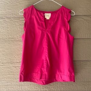 Maeve Sleeveless Petal V Neck Pink Blouse